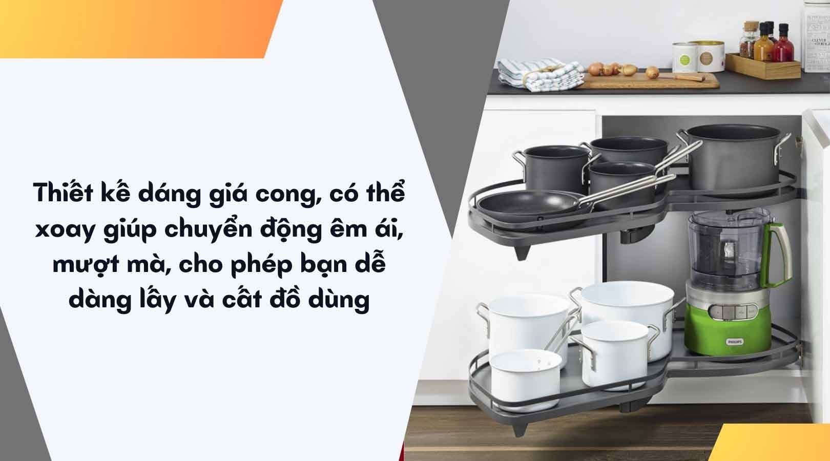 Tính tiện lợi khi sử dụng rổ góc lá mở trái Hafele 541.29.481
