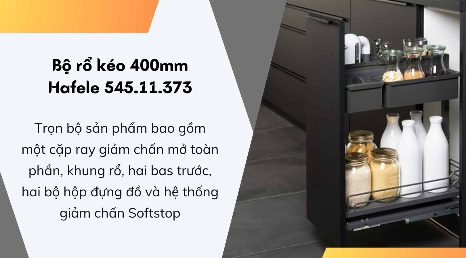 Thông số kỹ thuật của bộ rổ kéo 400mm Hafele 545.11.373