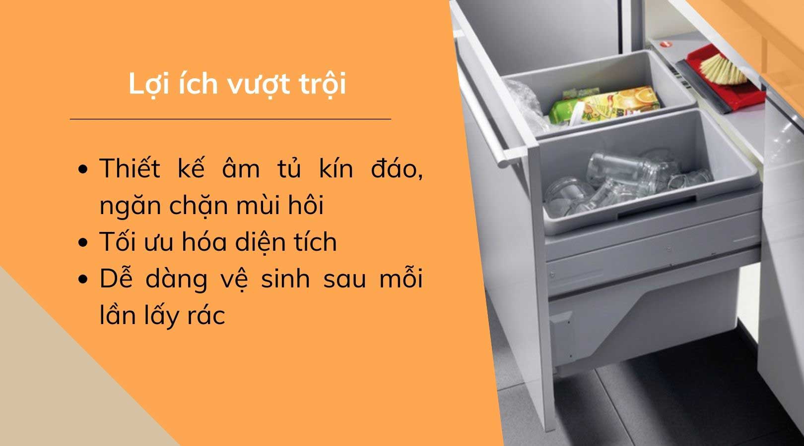Lợi ích khi sử dụng thùng rác có ray kéo Hafele 502.73.901