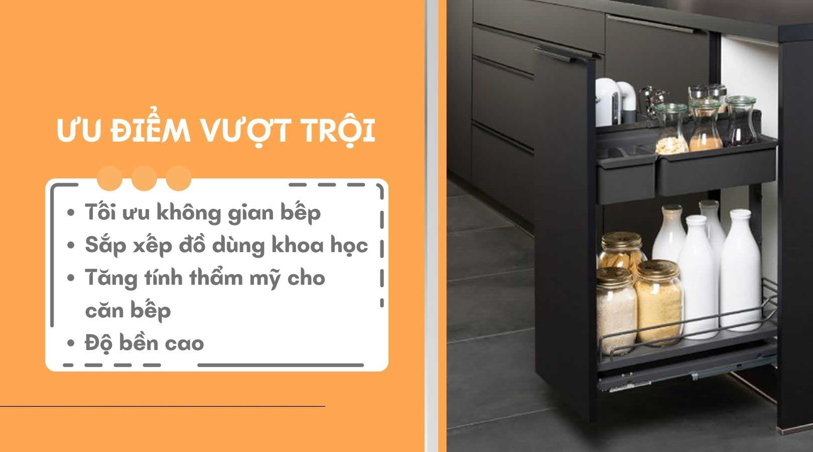 Ưu điểm khi sử dụng bộ rổ kéo gắn cánh Hafele 545.11.962