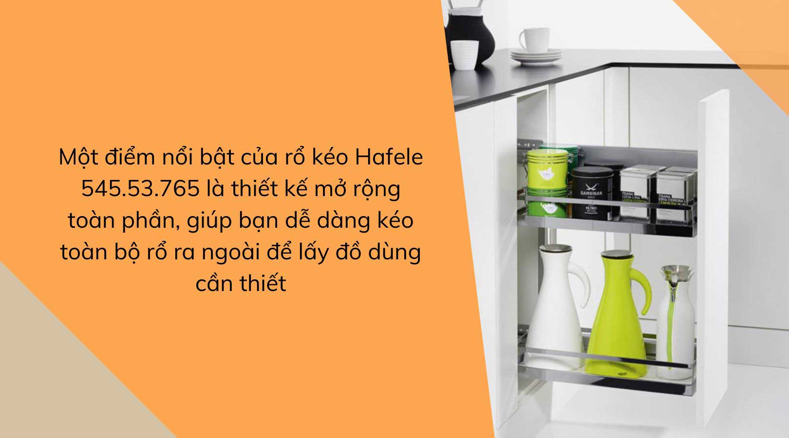 Thông số kỹ thuật của rổ kéo loại mở trái Hafele 545.53.765