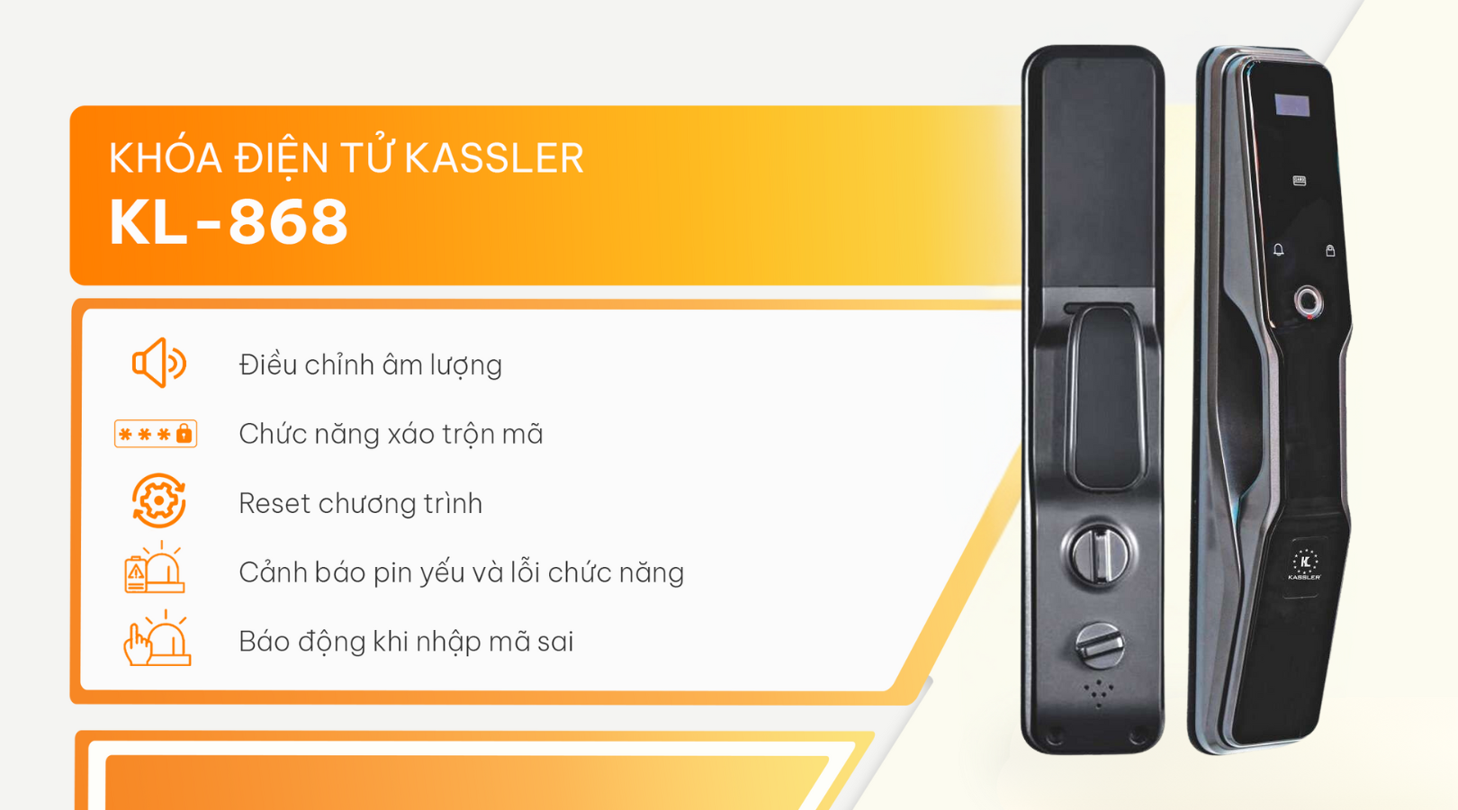 Các tính năng tiêu biểu của khóa vân tay Kassler KL-868