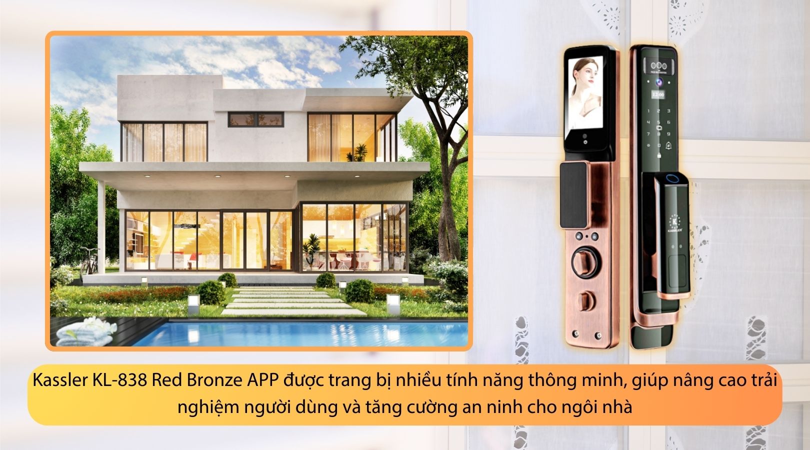 Tính năng hiện đại của khóa điện tử Kassler KL-838 Red Bronze APP