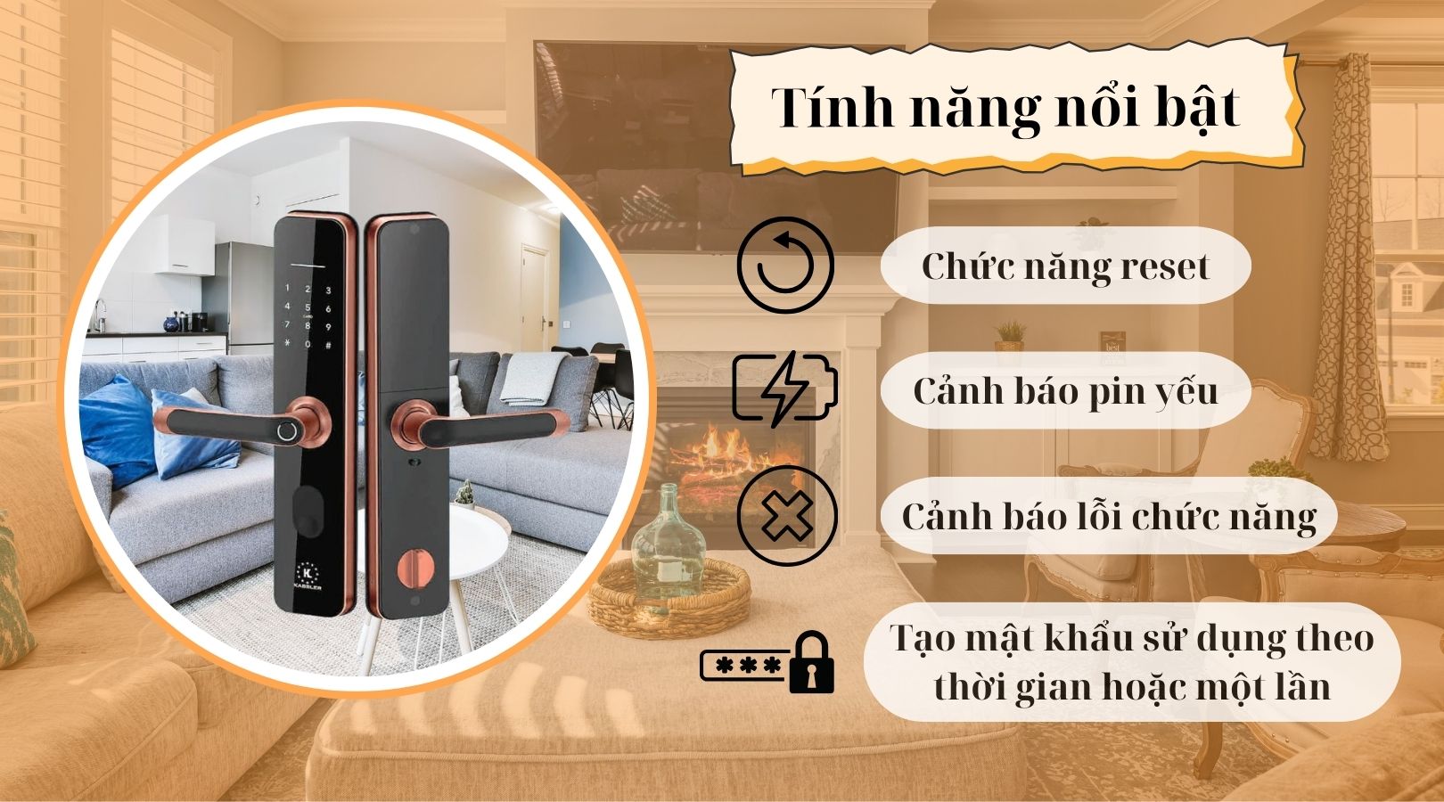 Một số chức năng nổi bật của khóa vân tay Kassler KL-668 Red Bronze APP