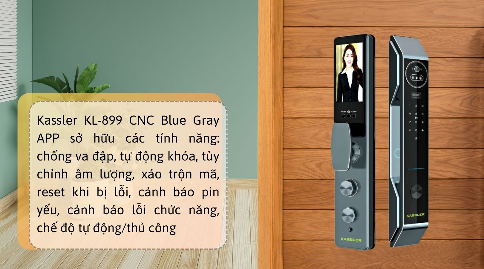 Các tính năng hiện đại của khóa điện tử Kassler KL-899 CNC Blue Gray APP