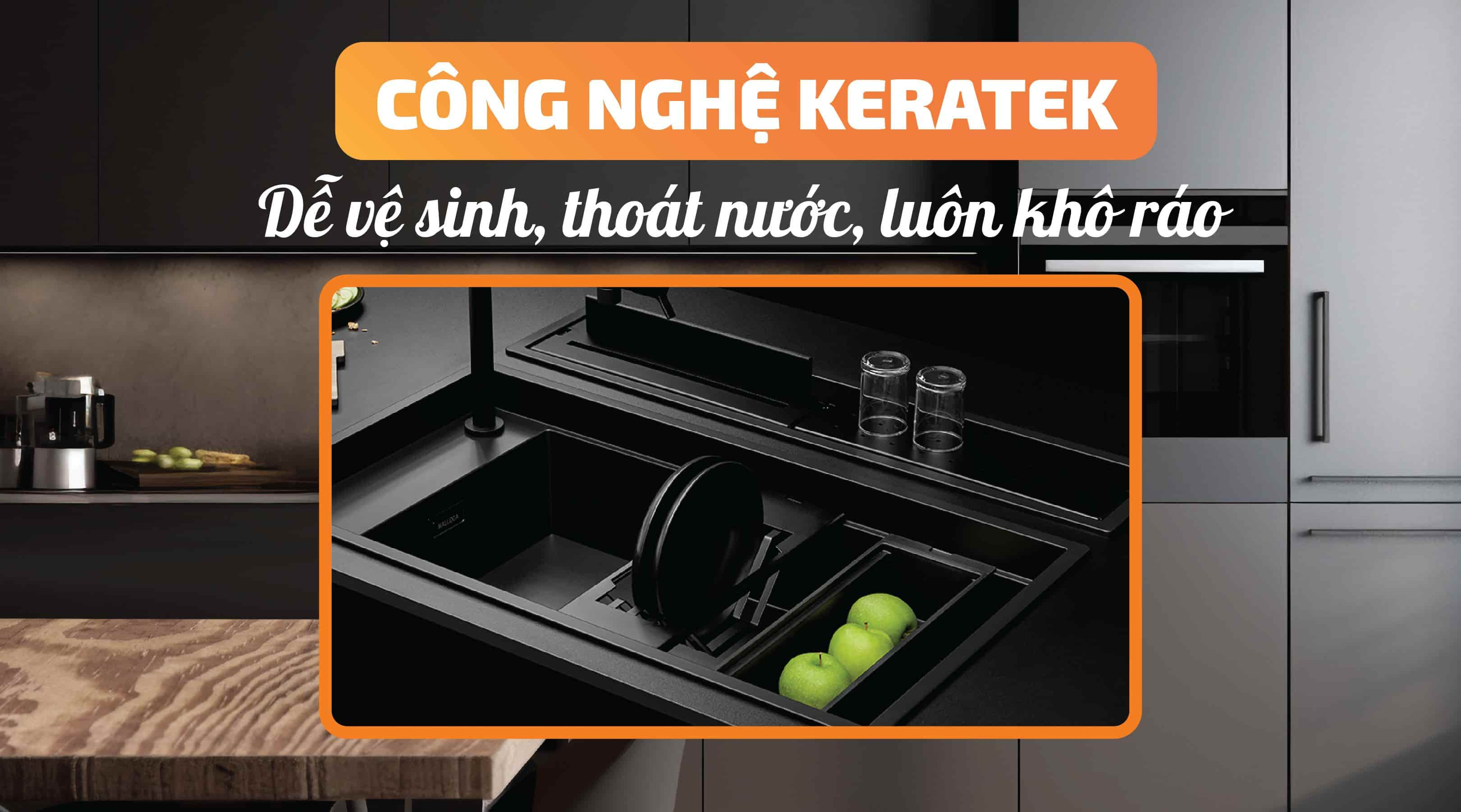 Chậu rửa chén Malloca K86S - MYST K86L - Công nghệ KERATEK