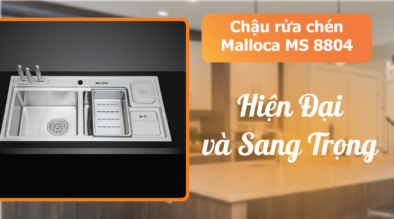 Chậu Inox 2 Hố Malloca MS 8809N Chất Liệu Inox 304 Có Độ Bền Cao Khuyến Mãi Lớn