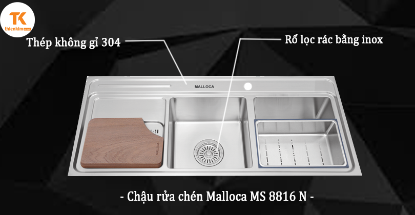 phụ kiện đi kèm chậu rửa chén malloca MS 8816 N