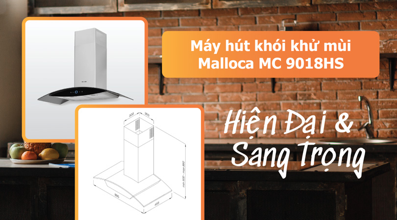 Máy hút khói khử mùi Malloca MC 9018HS