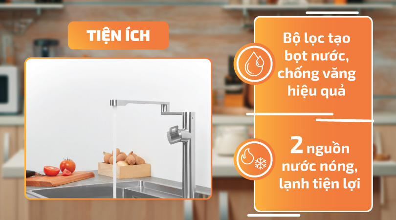 Malloca Inox K060-S có nguồn nước nóng và lạnh