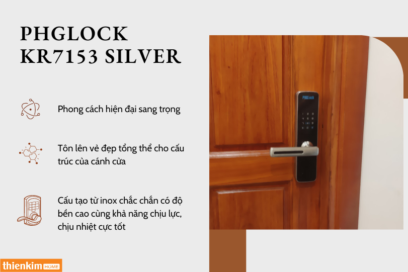 Khóa điện tử PHGlock KR7153 SILVER phong cách hiện đại
