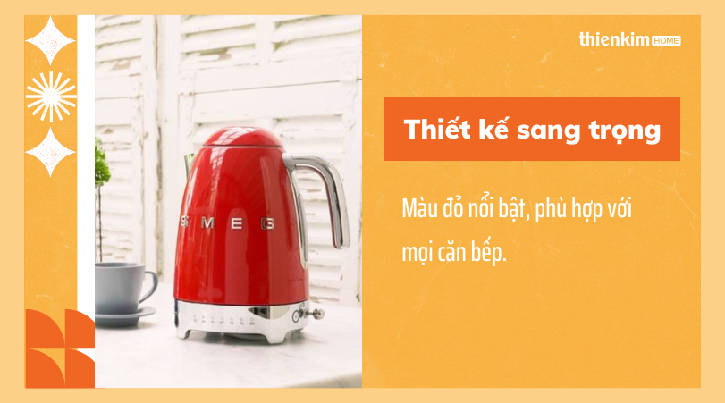 Thiết kế sang trọng Ấm đun nước SMEG KLF03RDEU 535.43.679