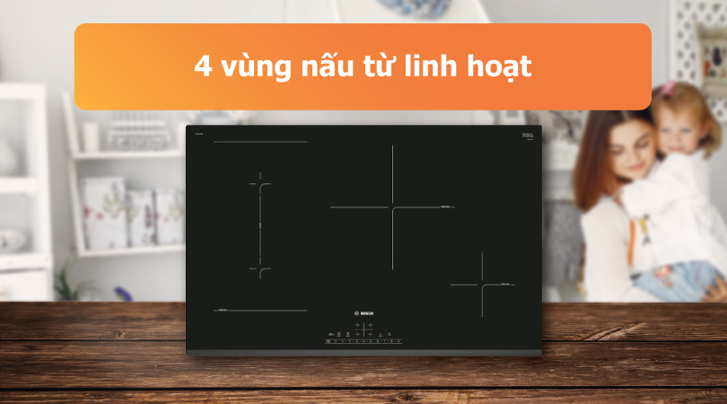 4 vùng nấu từ của BOSCH HMH.PVS831FB5E Series 6