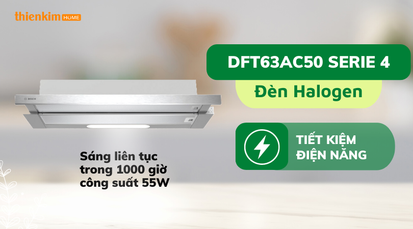 Tiết kiệm điện năng Máy hút mùi âm tủ Bosch DFT63AC50 Serie 4