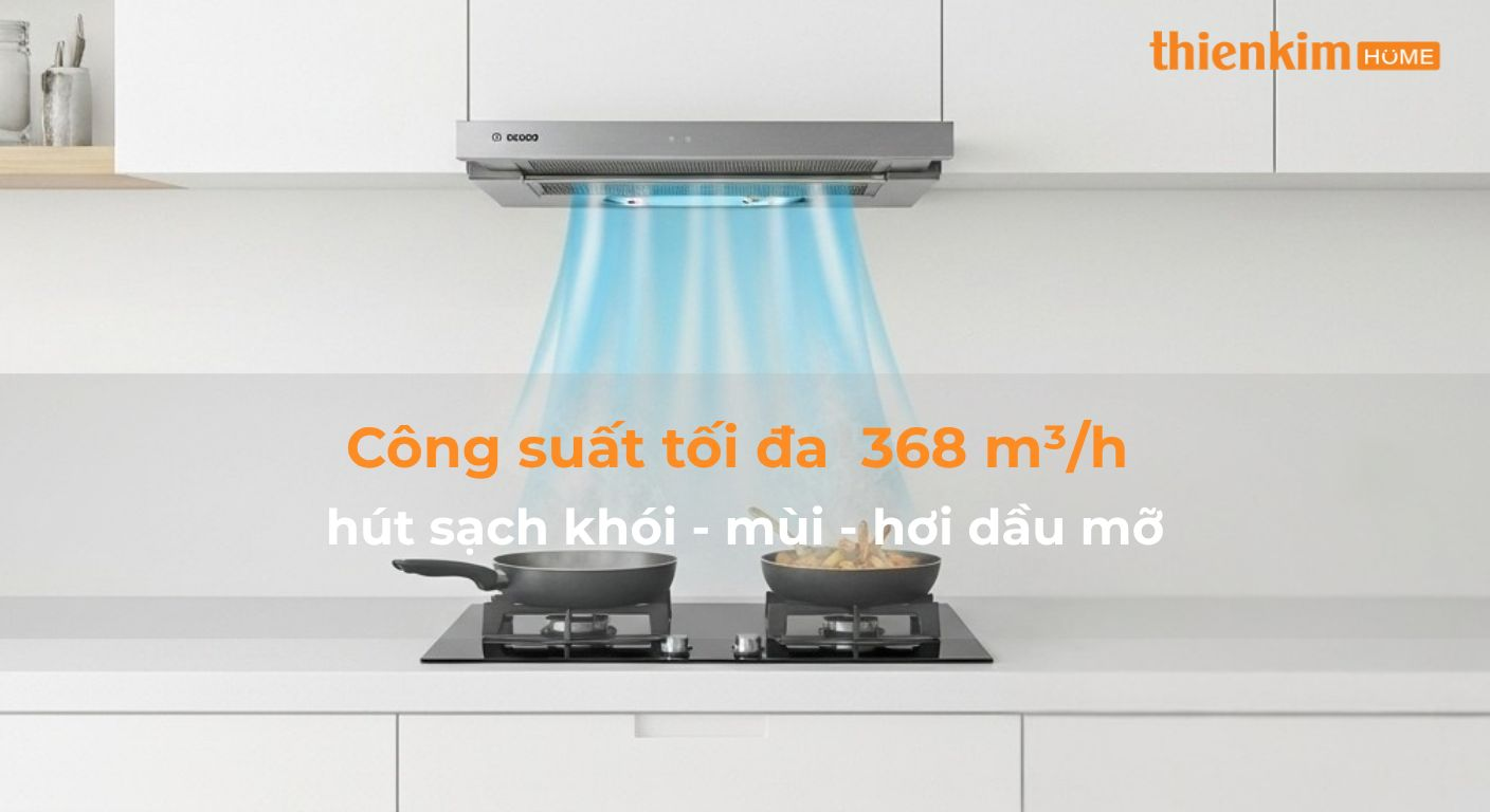 Máy hút mùi Bosch DFT63AC50 – công suất hút 368 m³/h, làm sạch không khí nhanh chóng với 3 mức linh hoạt.