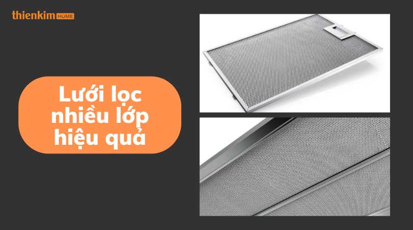 Lưới lọc nhiều lớp hiệu quả Máy hút mùi Bosch DFT93AC50 Serie 4