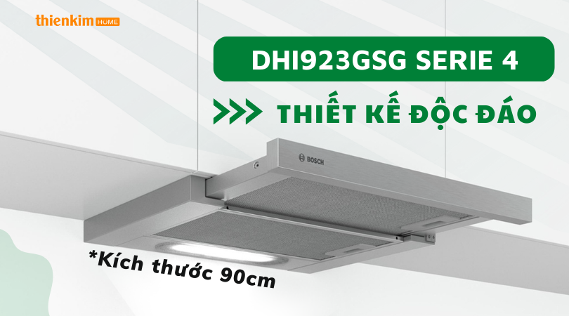 Thiết kế độc đáo Máy hút mùi âm tủ Bosch DHI923GSG Serie 4