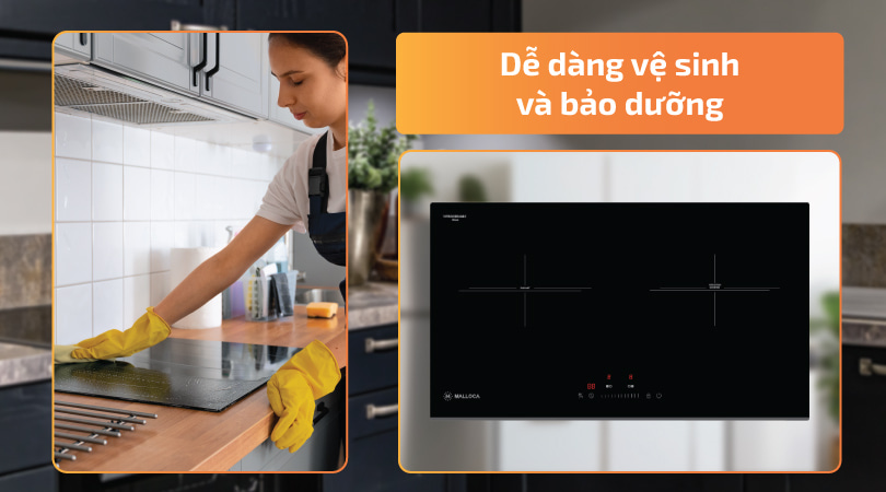 Bếp điện bếp từ Malloca dễ dàng vệ sinh - Thiên Kim Home