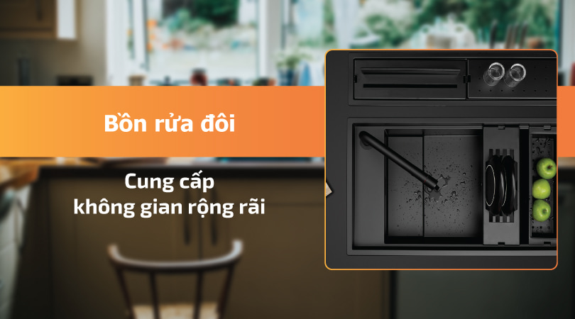 Chậu đôi cung cấp không gian rộng rãi