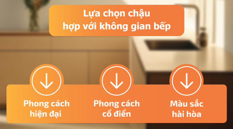 Lựa chọn chậu rửa chén hợp với không gian bếp