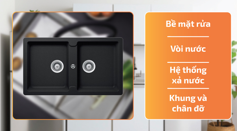 Cấu tạo và tính năng của bồn rửa chén bằng đá