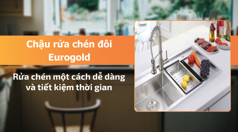 Chậu rửa chén đôi Eurogold