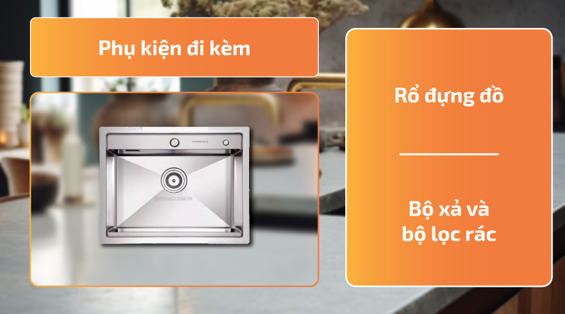 Phụ kiện đi kèm khi mua chậu rửa chén Eurogold