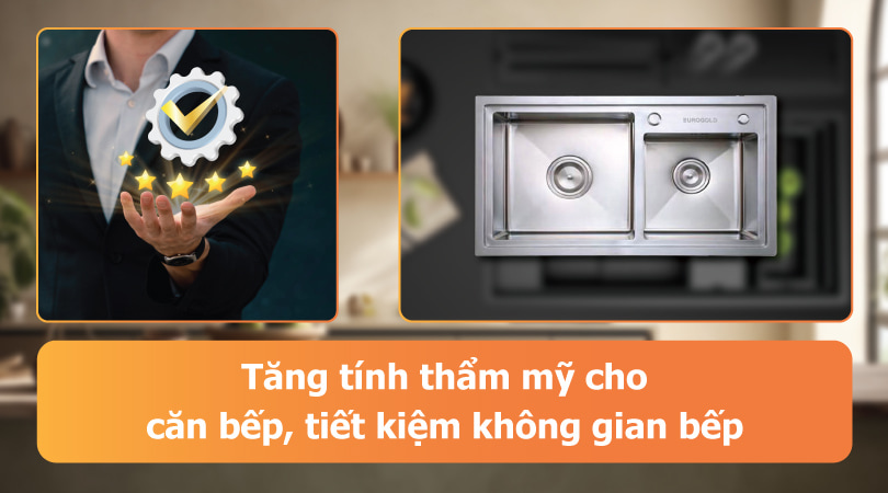 chậu inox 2 hố - Tăng tính thẩm mỹ