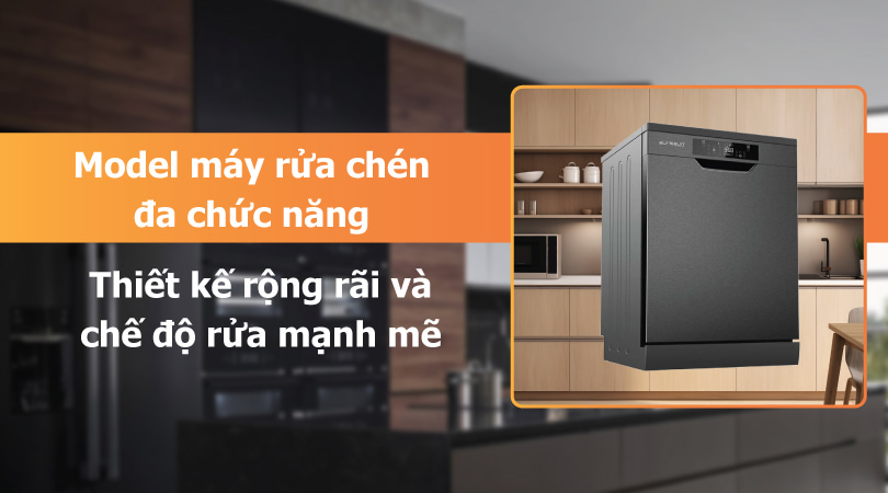 Máy rửa chén Eurosun thiết kế rộng rãi và chế độ rửa mạnh mẽ