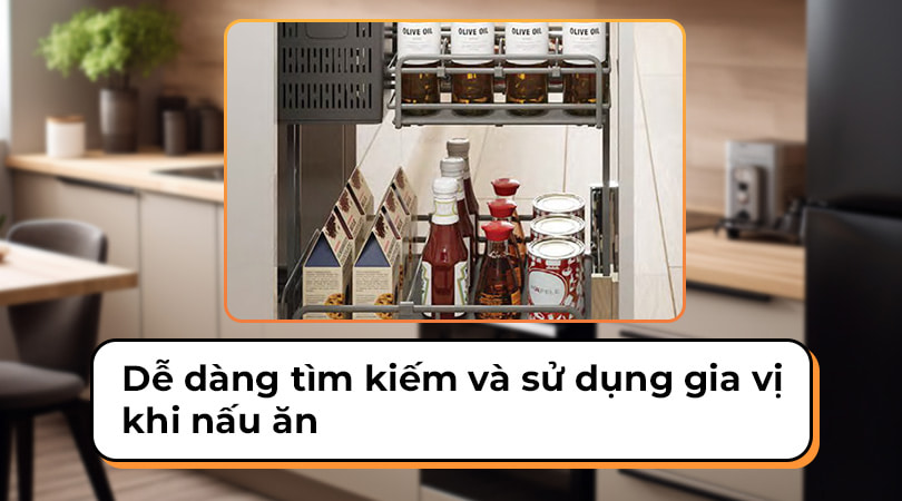 Kệ đựng gia vị - Dễ dàng tìm kiếm và sử dụng