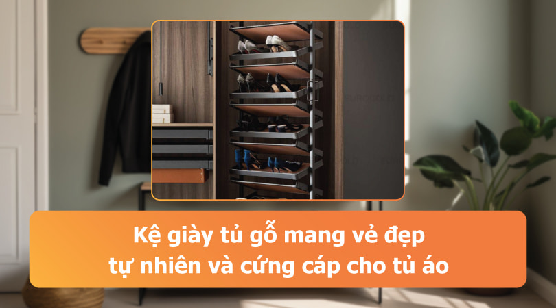 Kệ giày tủ gỗ mang vẻ đẹp tự nhiên và cứng cáp cho tủ áo