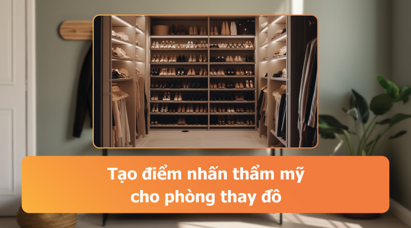 tạo điểm nhấn thẩm mỹ cho phòng thay đồ