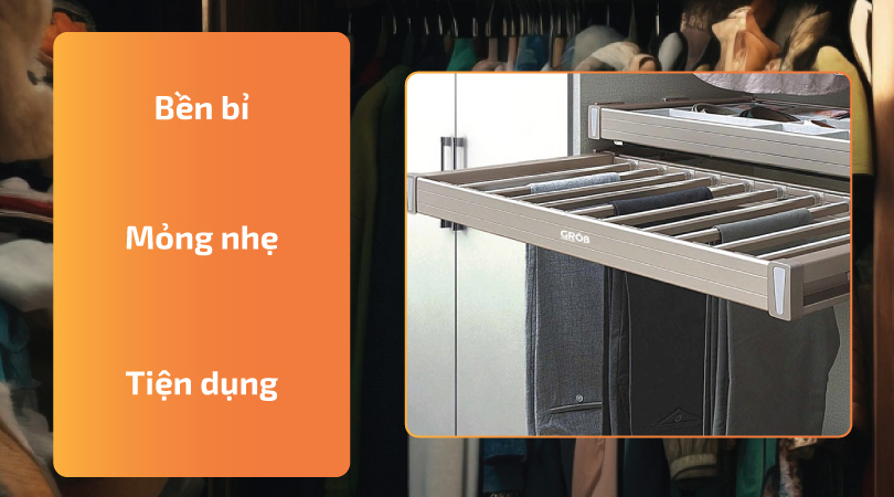 giá treo quần âu thiết kế mỏng nhẹ