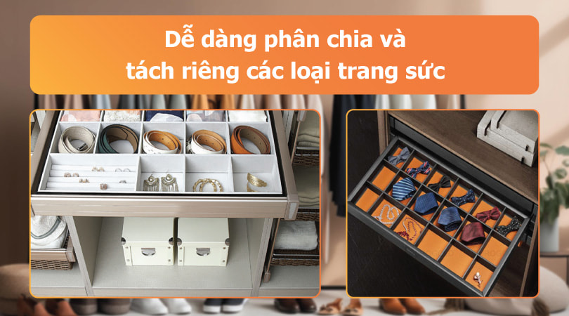 dễ dàng phân chia và tách riêng các loại trang sức