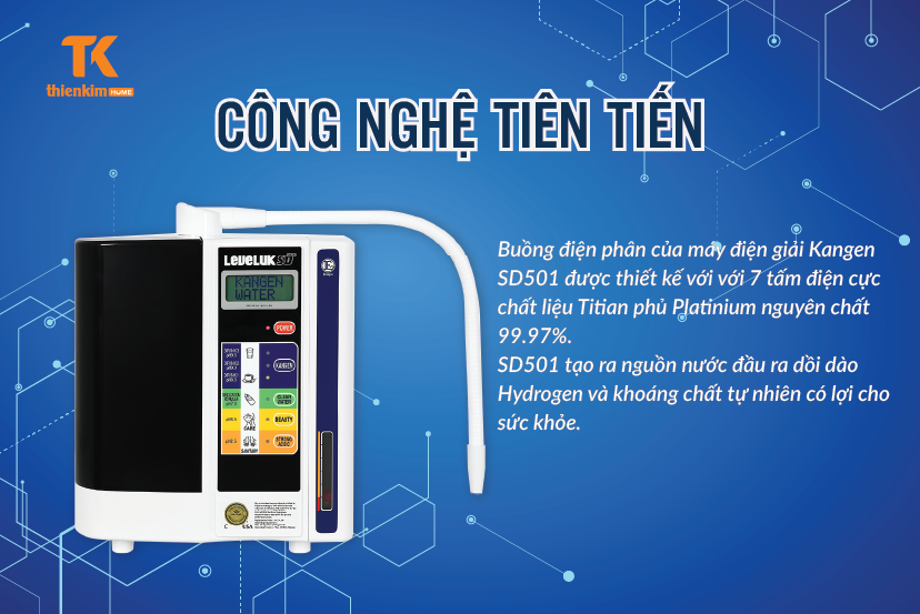 Máy điện giải ion kiềm Kangen LeveLuk SD501 công nghệ tiên tiến