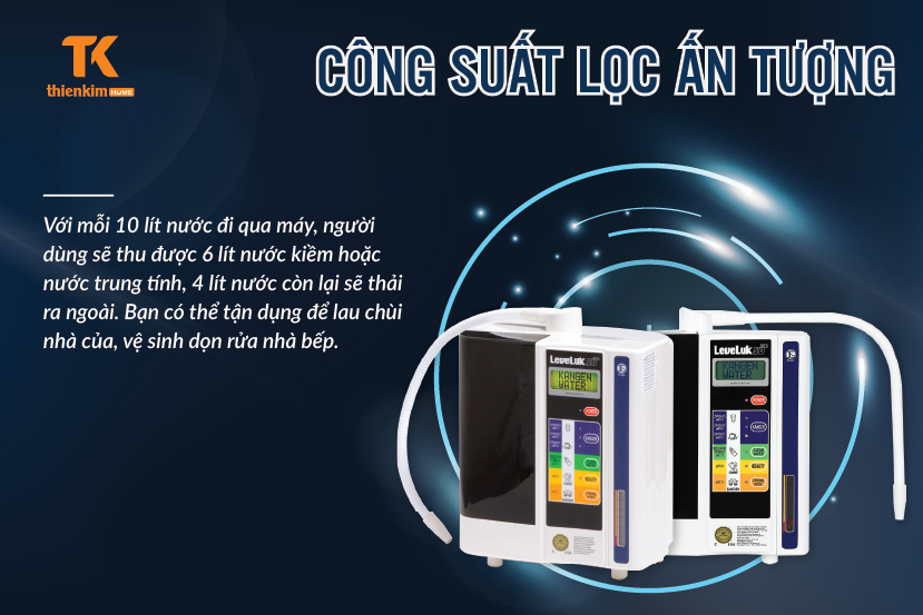 Máy điện giải ion kiềm Kangen LeveLuk SD501 có công suất lọc ấn tượng