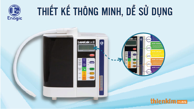Máy điện giải ion kiềm Kangen LeveLuk JrII thiết kế thông minh