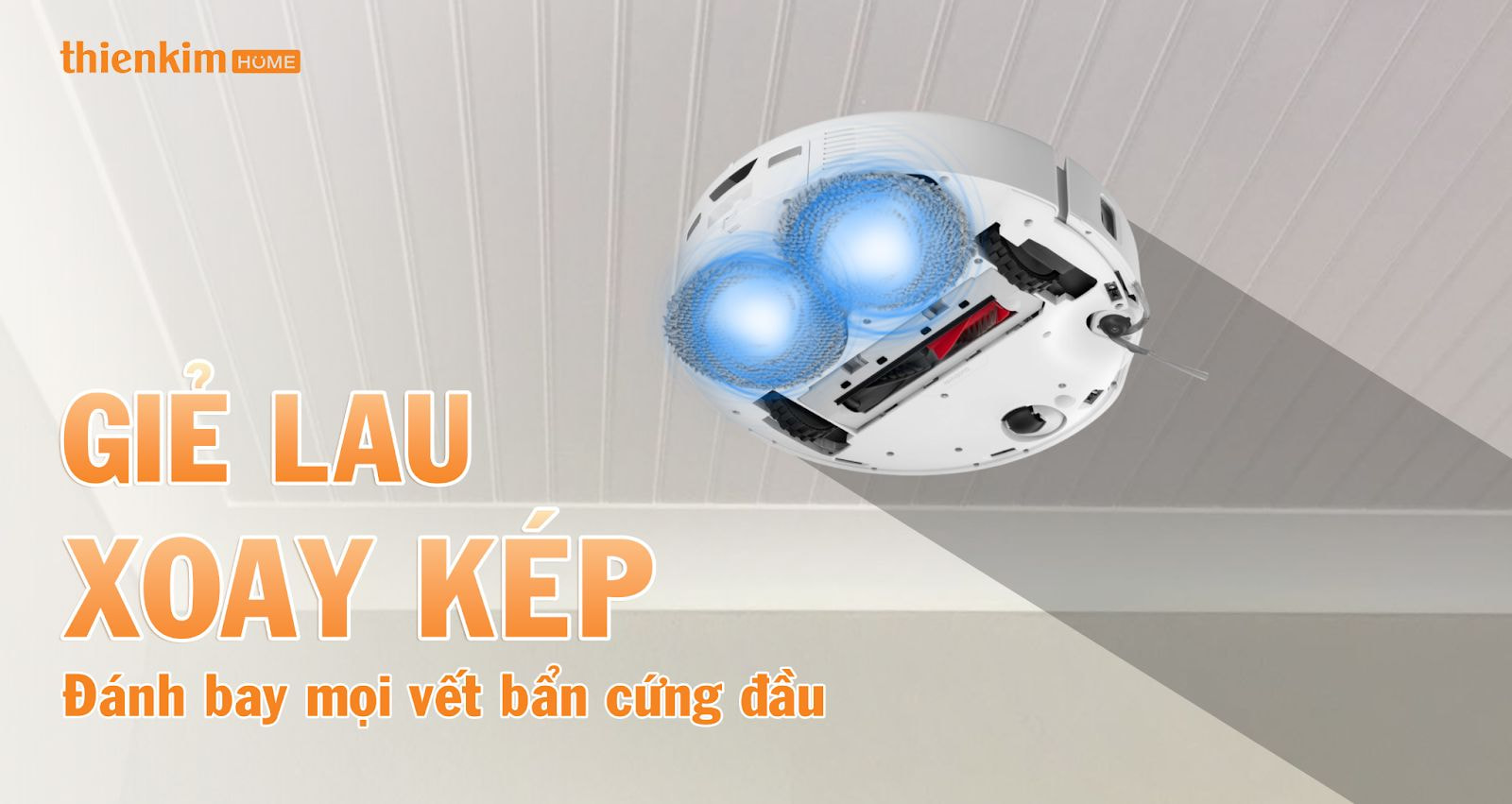 Hệ thống lau xoay kép 200 vòng/phút giúp Roborock Qrevo Edge 5V1 làm sạch sâu và khô ráo mọi loại sàn.