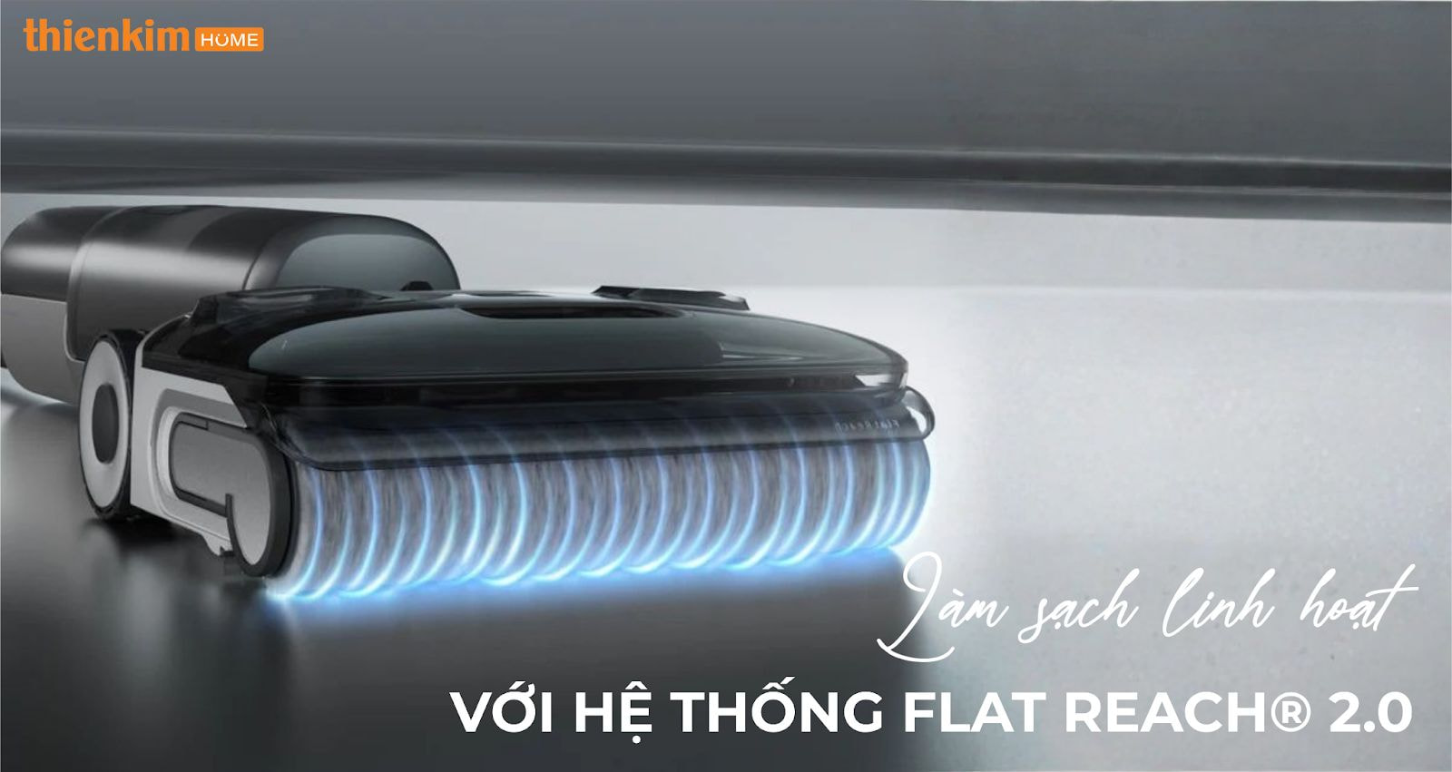 Roborock F25 ACE làm sạch gầm giường, bàn và sofa nhờ Flat Reach® 2.0.