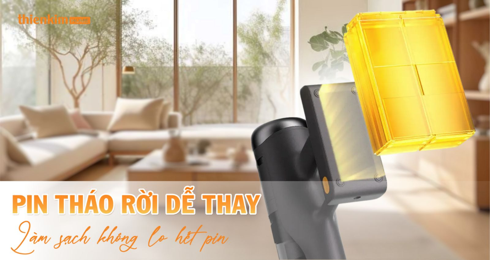 Pin tháo rời của Roborock H60 Ultra cho thời gian hoạt động lên tới 90 phút.