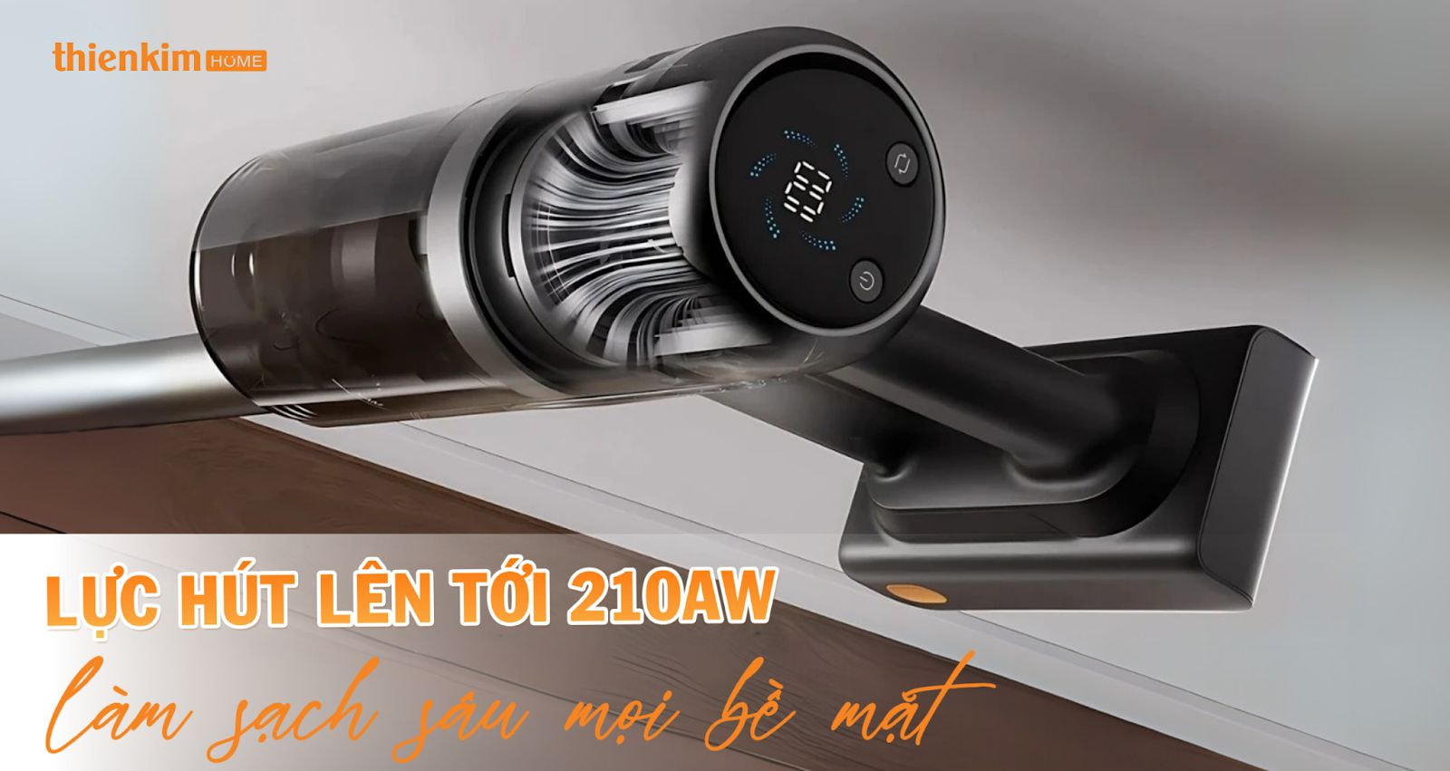 Roborock H60 Ultra với lực hút mạnh 210AW làm sạch sâu mọi bề mặt.