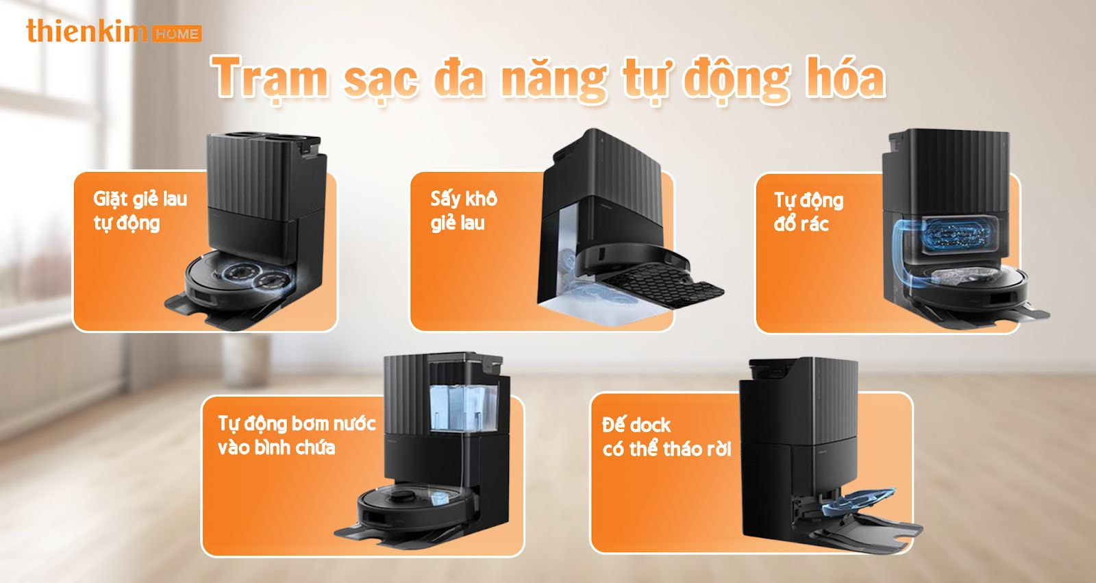 Trạm sạc đa năng Roborock QR 798 – Tự động giặt, sấy khô giẻ lau và hút rác, giúp duy trì hiệu suất làm sạch tối ưu mỗi ngày.