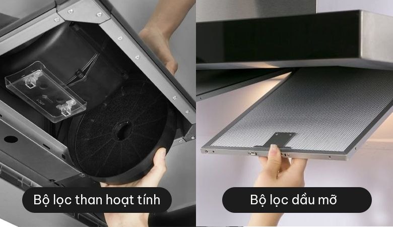 Cách bảo dưỡng máy hút mùi Malloca - Xem xét thay thế bộ lọc mỡ và bộ lọc than hoạt tính