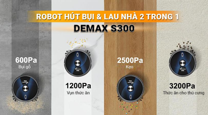 Robot hút bụi lau nhà 2 trong 1 Demax S300