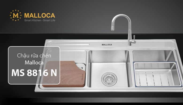 Một số mẫu chậu rửa bát Malloca phổ biến - Chậu rửa chén Malloca MS 8816 N