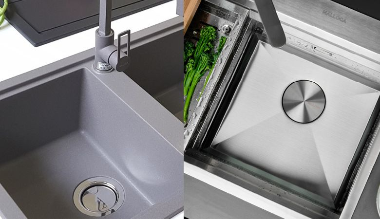Đánh giá chậu rửa bát Inox và chậu đá Malloca - Khác biệt về chất liệu