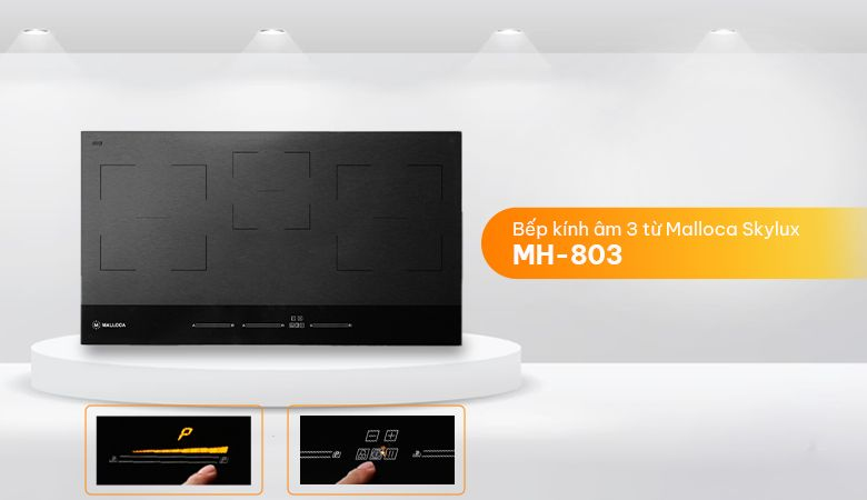 Một số mẫu bếp từ Malloca Skylux của Thiên Kim Home - Bếp kính âm 3 từ Malloca Skylux MH-803