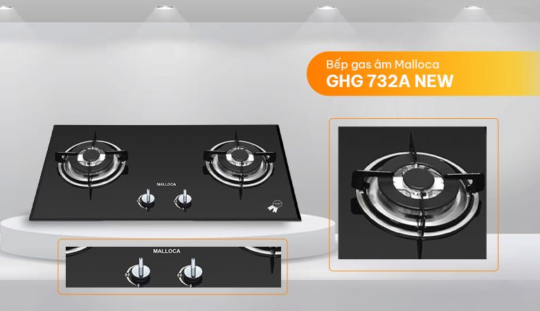 Một số dòng bếp gas Malloca mặt kính hot nhất 2024 - Bếp gas âm Malloca GHG 732A NEW