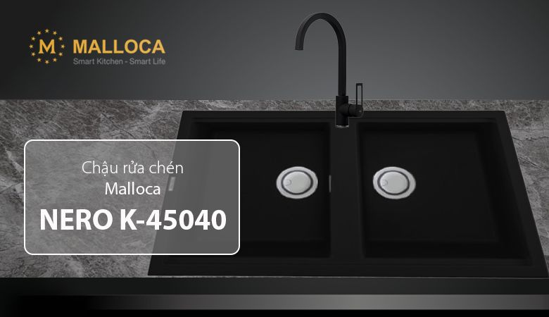 THAM KHẢO MỘT SỐ CHẬU RỬA BÁT MALLOCA - Chậu rửa chén Malloca NERO K-45040