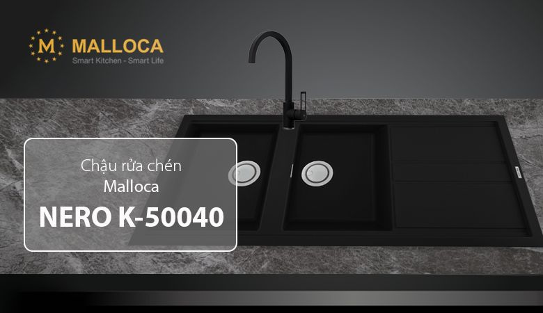 THAM KHẢO MỘT SỐ CHẬU RỬA BÁT MALLOCA - Chậu rửa chén Malloca NERO K-50040 